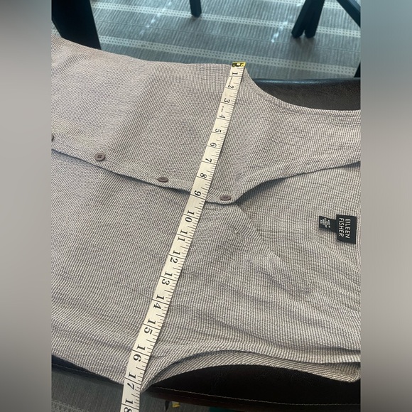 Eileen Fisher Textured Gray Stripe Crepe Rayon Button Down Midi Dress Size XS - Picture 4 of 6